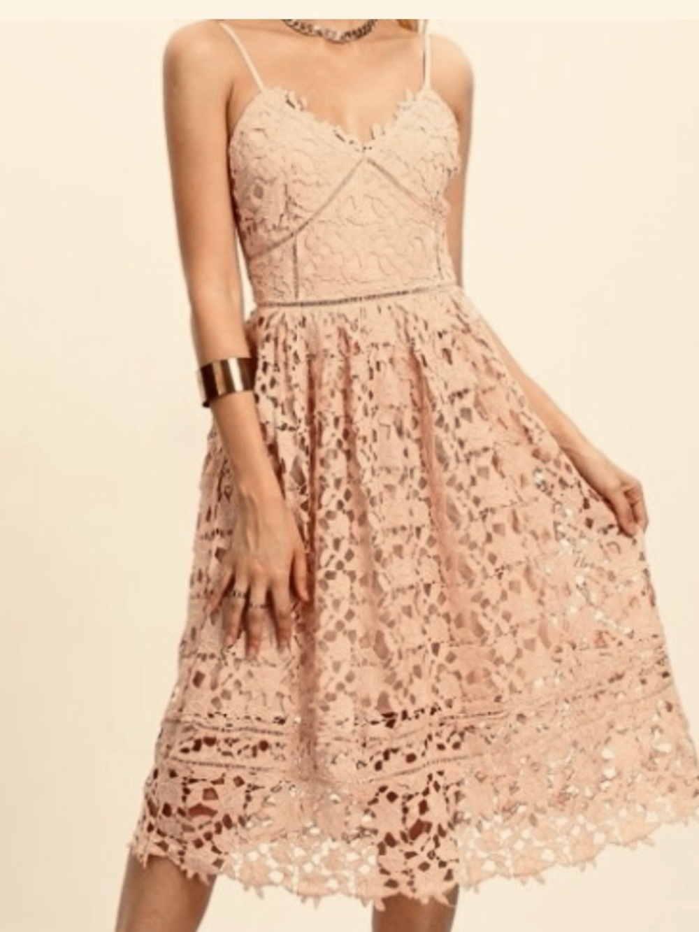 Lace Spaghetti Strap Midi Dress